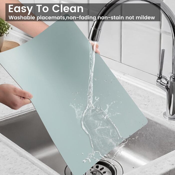 Набори підставки під тарілки YIHELU, 6 шт., штучна шкіра, миються, неслизькі, для кухні та їдальні, м'ятно-зелений/слонова кістка