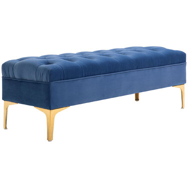 HOMCOM Лавка-ліжко Лавка для взуття Velvet Blue 118 x 45 x 42 см з піднятими ніжками для спальні та передпокою