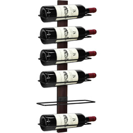 Металева полиця для вина на стіну, чорна, на 6 пляшок