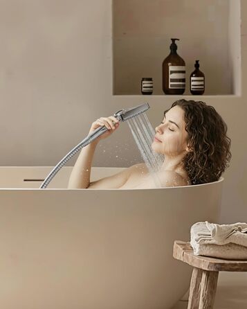 Фільтр для душу Cobbe з шлангом, високонапірна ручна лійка з 20-ступеневою фільтрацією, економна лійка з 6 режимами струменя, підвищення тиску, для жорсткої води (Q7.chrom)