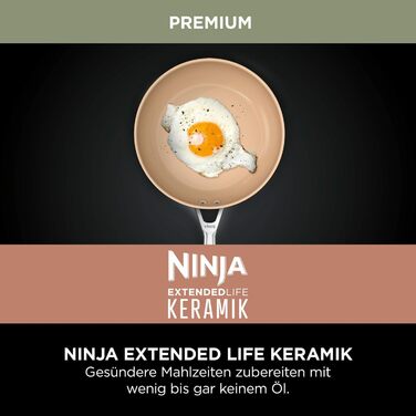 Набір керамічних каструль Ninja Extended Life із 3 предметів, антипригарний, індукційний, захищений від духовки до 285 C