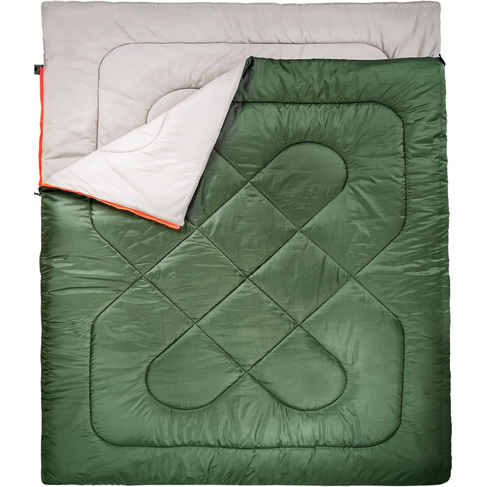 Прямокутний спальний мішок для холодної погоди, кемпінгу та походів, queen size для двох, двоспальний, оливково-зелений