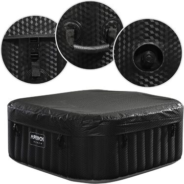 Надувний гідромасажний басейн-джакузі Arebos Whirlpool 154x154 см з LED-підсвіткою, підігрівом та 100 масажними форсунками на 4 особи, 600 л, з кришкою