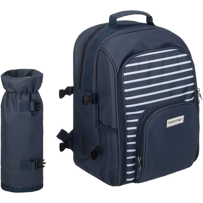 Набір для пікніка Anndora 15 предметів: рюкзак, деки, аксесуари, блакитно-білий, Navy Blue White Set