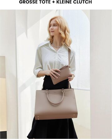 Сумка для ноутбука LOVEVOOK: жіноча сумка-шоппер, сумка для роботи, навчання, офісу, бізнесу, 15.6 дюймів, чорний (Y-khaki Sand)