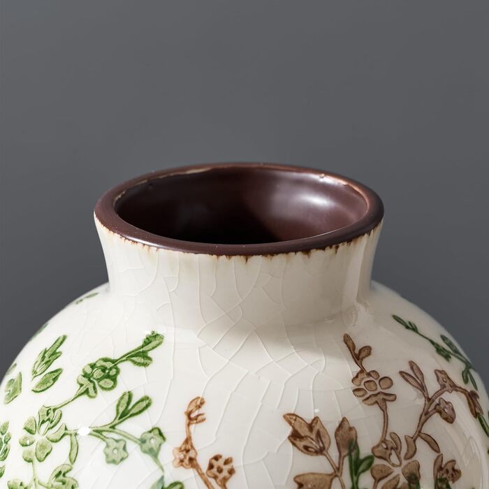 Керамічна ваза для квітів у стилі Богеми, 15.2 см, сіро-зелено-бежева, для дому, декорування полиці, каміну, вітальні, фермерського стилю