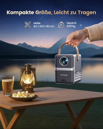 Проектор Mini Beamer 4K Smart з WiFi6, Bluetooth, Dolby Audio, підтримкою Netflix, автофокусом та вертикальною корекцією, сірий