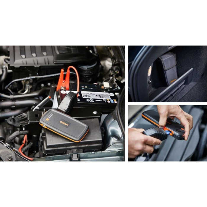 Osram BATTERYstart 400: Літієвий пусковий пристрій 2000A 12V з Powerbank для бензинових та дизельних двигунів (до 8л/4л), 16800mAh