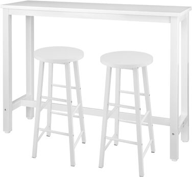 Набір барних стільців WOLTU: стіл та 2 стільці, 140x40x100 см, білий
