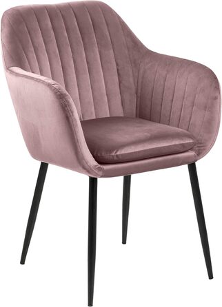 AC Design Furniture Стілець для їдальні Wendy, рожевий/чорний, велюр/метал, 57x61x83 см
