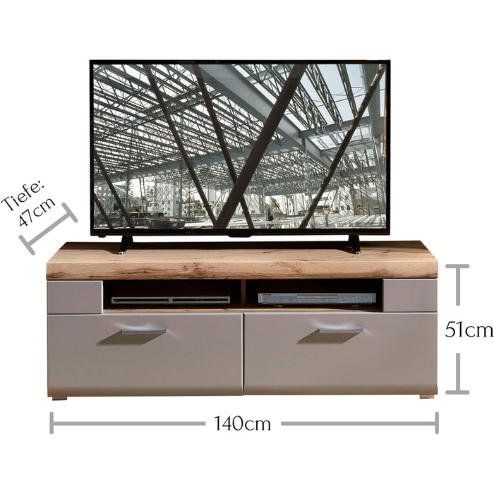Велика вітрина з базальту з красивими торцевими аплікаціями - скляна вітрина зі світлодіодним освітленням - 65 x 205 x 37 см (Ш/В/Г) (основа для телевізора), 2
