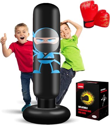 Дитяча боксерська груша 160 см - Надувна боксерська груша ніндзя з боксерськими рукавичками - зниження енергії для дітей