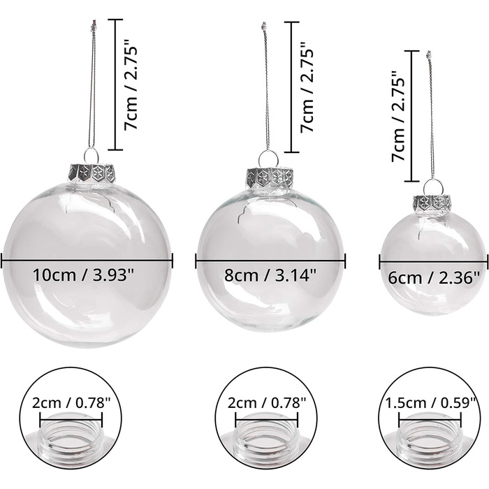 Сантиметрові прозорі кульки на нитці на Різдво, прикраса ялинки, різдвяна прикраса, ремесло, фотоподарунок (12 упаковок), 4 шт., ) - 8-