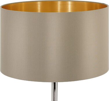 Настільна лампа EGLO Maserlo, текстильна настільна лампа на 1 полум'я, приліжкова лампа з металу в сріблястому кольорі та тканини в сіро-коричневому, золотистому кольорах, цоколь E27, вкл. вимикач