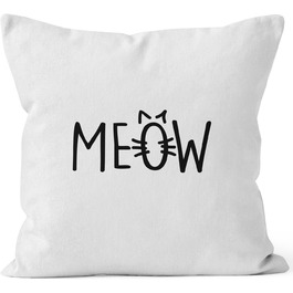 Наволочка MoonWorks для подушок 40x40 кішка Мяу MIAU Cat (унісекс, біла)