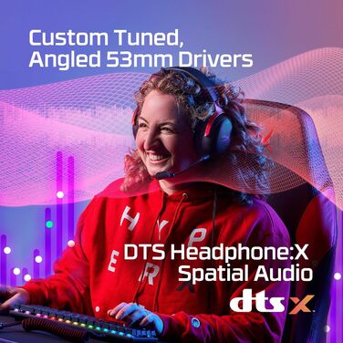 Ігрова гарнітура HyperX Cloud III: 53 мм драйвери, пам'ятна піна, DTS, мікрофон з шумозаглушенням, USB-C/USB-A/3,5 мм, для PC, PS5, PS4, Xbox, Switch, Mac, чорний/червоний, 2023 Edition