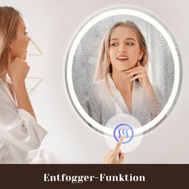 Дзеркало для ванної кімнати Mursche з підсвічуванням LED, 50x70 см, IP44, з сенсорним вимикачем та функцією запобігання запотіванню, регулювання яскравості 3000K-6500K