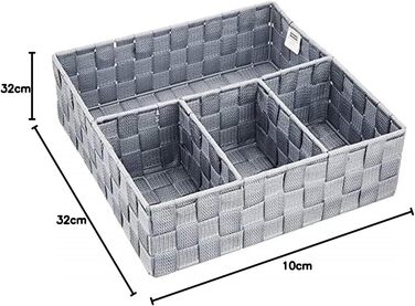 Відділення - Органайзер для ванної кімнати 9.3л, ПП, 32x10x32см, сірий, 4