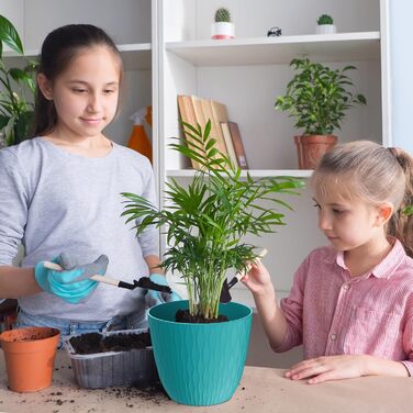 Набір горщиків для квітів з системою поливу (5 шт.), 17.8 см, з підставкою, для дому та балкону (темно-зелений)