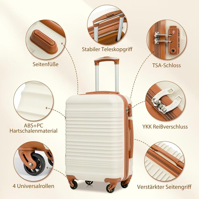 Набір валіз COOLIFE 3 в 1: великий дорожній набір 71 см + сумка та косметичка | ABS, 360° колеса, TSA-замок. Ідеально для подорожей, відпочинку, навчання за кордоном. Сімейний набір ручної поклажі 3 шт. Чорний/Коричневий