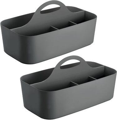 Набір з 2 кошиків для душу з 6 відділеннями кожен - портативний пластиковий кошик для зберігання ванних аксесуарів - піддон для душу для гелю для душу, шампуню, бритви та іншого - антрацитовий сірий Упаковка з 2 темно-сірих кошиків