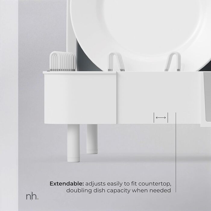 Сушарка для посуду висувна з нержавіючої сталі біла | сучасний мінімалістичний дизайн