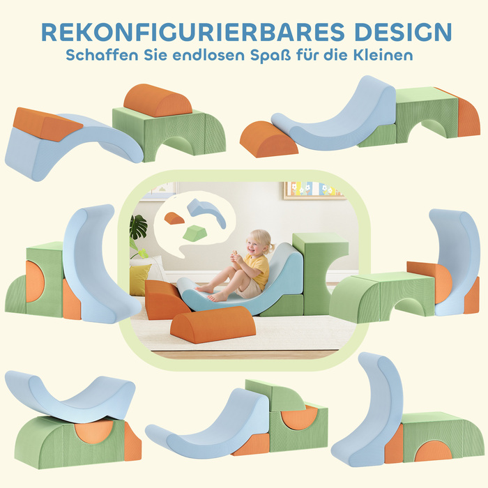 Набір з 5 м'яких кубиків для малюків, ідеальний для лазіння, повзання та конструювання. Легкі, виготовлені з тканини (корд) та піни, різнокольорові.