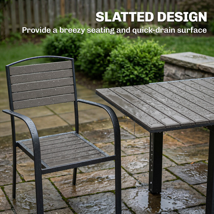 Набір садових меблів 7 предметів: розкладний стіл та 6 стільців, стиль 