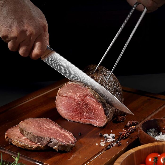 Набір кухонних ножів YOTSUBA Profi з дерев'яним блоком та точилкою, ножиці, набір кухонних ножів з нержавіючої сталі, 33 см