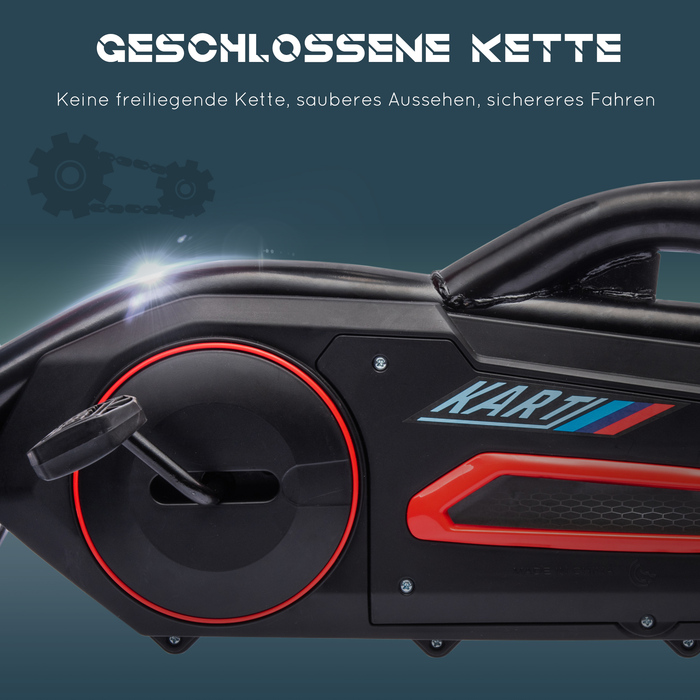 Дитячий карт з педальним приводом, з перемикачем руху вперед та назад, для дітей віком від 3 до 8 років, червоний