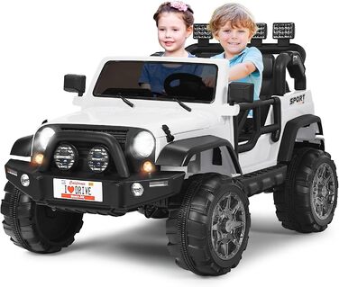 Дитячий електромобіль DREAMADE 12V, двомісний, з пультом ДУ, LED-підсвіткою, музикою, USB, для дітей від 3 років, білий