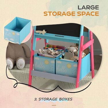 Дитяча мольберт-дошка AIYAPLAY 2 в 1 з двома ящиками для мольбертів та малюнком тварин