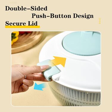 Салатниця-сушарка 5 л з кришкою, стійка до падінь та високих температур, для салатів, овочів та фруктів, безпечна, для вегетаріанців, придатна для миття в посудомийній машині