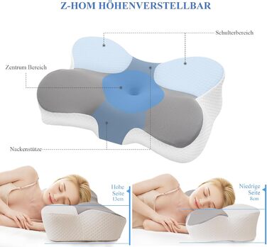 Ортопедична подушка для підтримки шиї Z-hom Memory Foam для всіх положень сну, 36608/13 см