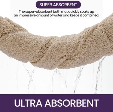 Килимок для ванної кімнати DEXI, м'який, нековзний, пральний, 50 x 80 см, бежевий