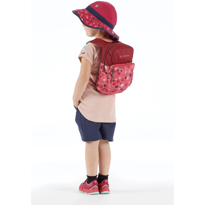 Дитячий рюкзак VAUDE Minnie для хлопчиків і дівчаток, зручний туристичний рюкзак для дітей, стійкий до погодних умов шкільний рюкзак з великою кількістю місця для зберігання та світловідбиваючими елементами 10 літрів яскраво-рожевий/журавлинний