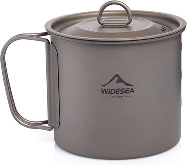 Титанова кружка Widesea 600 мл з foldable ручкою для кемпінгу та пікніків на природі