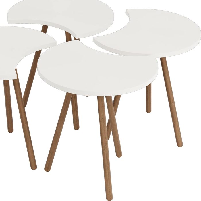 Журнальний столик Højer Журнальний столик в наборі з 4 гніздових столів 48 x 45 x 32 см Стіл для вітальні Журнальний столик (білий)