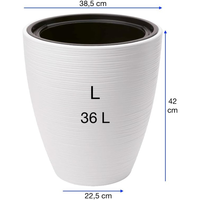 Горщик для квітів MELTOM Blumenkübel – білий, діаметр 42 см, знімний вкладиш, горизонтальні смуги