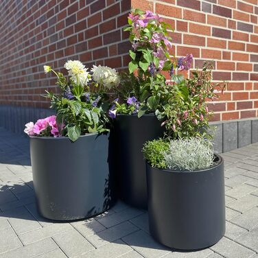 Горщик Prosperplast HEOS з вкладишем | Антрацит | 46.8 x 45 см | Для дому та саду | UV та морозостійкий