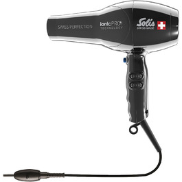 Фен Solis Swiss Perfection 360º ionicPRO 440 з іонізацією, поворотний шнур, насадка для укладки, чорний