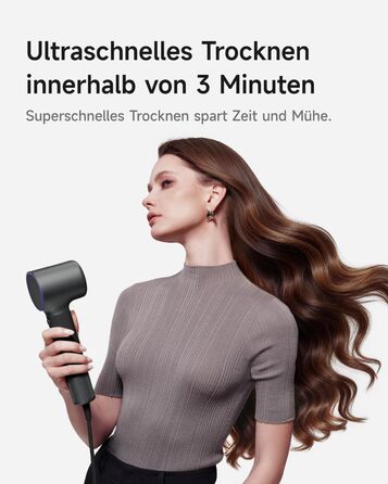 Фен для волосся Laifen Neo Special з безщітковим двигуном 110 000 об/хв, іонізацією 200 млн негативних іонів та інтелектуальним контролем температури, 2 магнітні насадки, колір Starlight Black