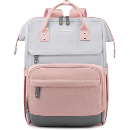 LOVEVOOK Рюкзак для жінок з відділенням для ноутбука 17.3 дюймів. Шкільний рюкзак для дівчат, підлітків, студентів. Водостійкий рюкзак для школи, подорожей, університету, бізнесу. Колір: сірий, рожевий, сірий. Матеріал: шкіра.