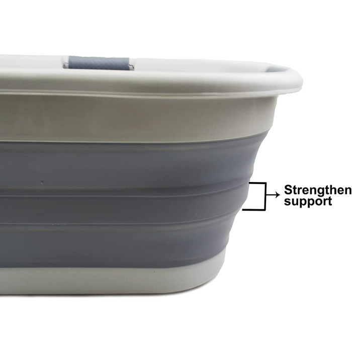 Складна Пластикова корзина для білизни SAMMART об'ємом 40 л, складна висувна корзина для зберігання / органайзер-портативний піддон для прання-компактна корзина для білизни (1, Сірий / темно-сірий)