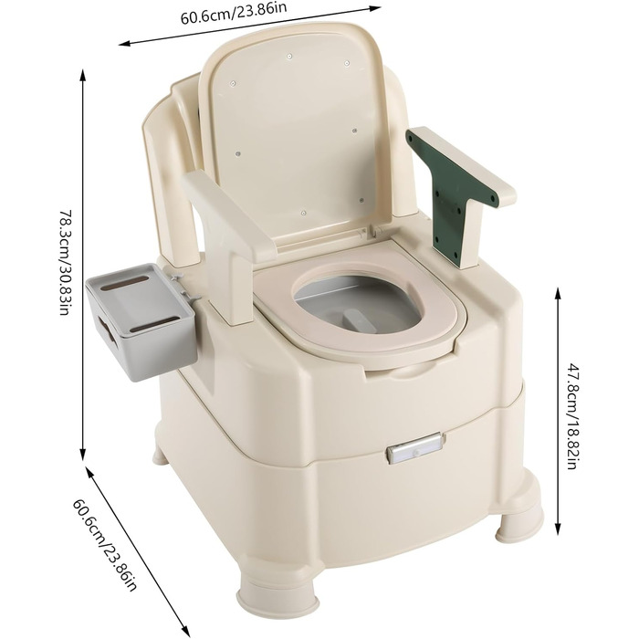 Портативна туалетна кімната з сенсорним освітленням, 200 кг вантажопідйомність, для кемпінгу, подорожей, вагітних, хворих та людей похилого віку (зелена)