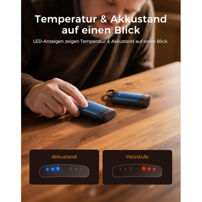 Електричний грівець для рук OCOOPA UT5 DuoHeat (синій): миттєве нагрівання, 8 годин роботи, для кемпінгу, полювання, подорожей, подарунок для чоловіків