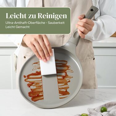 Сковорода для млинців Redchef 26 см, сковорода для омлету з керамічним антипригарним покриттям, без PFOA, PFAS, PFOA, стійка до подряпин, придатна для миття в посудомийній машині (сірий)