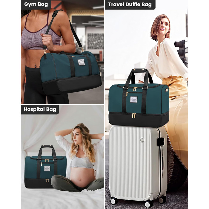 Сумка-рюкзак LOVEVOOK 37L, чорно-блакитна, для подорожей, спортзалу, пологів, з відділенням для взуття та мокрих речей, водонепроникна, ручна клада