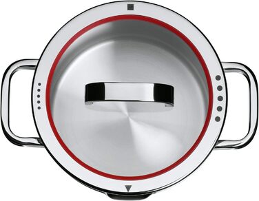 Скляна кришка WMF Function 4 (16 см) зі сталі Cromargan, 4 функції зливу, червона