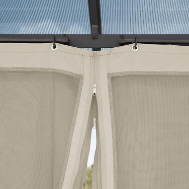 Пергола Gartenpavillon Polycarbonat 3x3 м, бежева, з 4 боковинами та москітними сітками